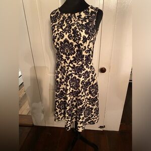 Navy/ white/ beige floral dress with zippered back